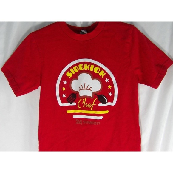Next Level Apparel Youth Boys Red Sidekick Chef Crew Neck Pullover T Shirt Sz XS - Picture 2 of 5